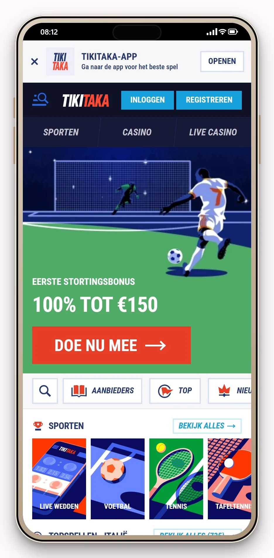 neosurf casino: TikiTaka mobiele site, de lobby