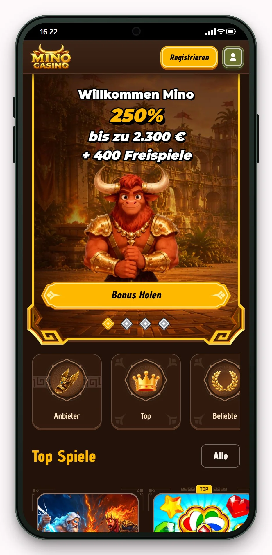 Neosurf Casino Bonus: Mino Casino mobile Version, Lobby
