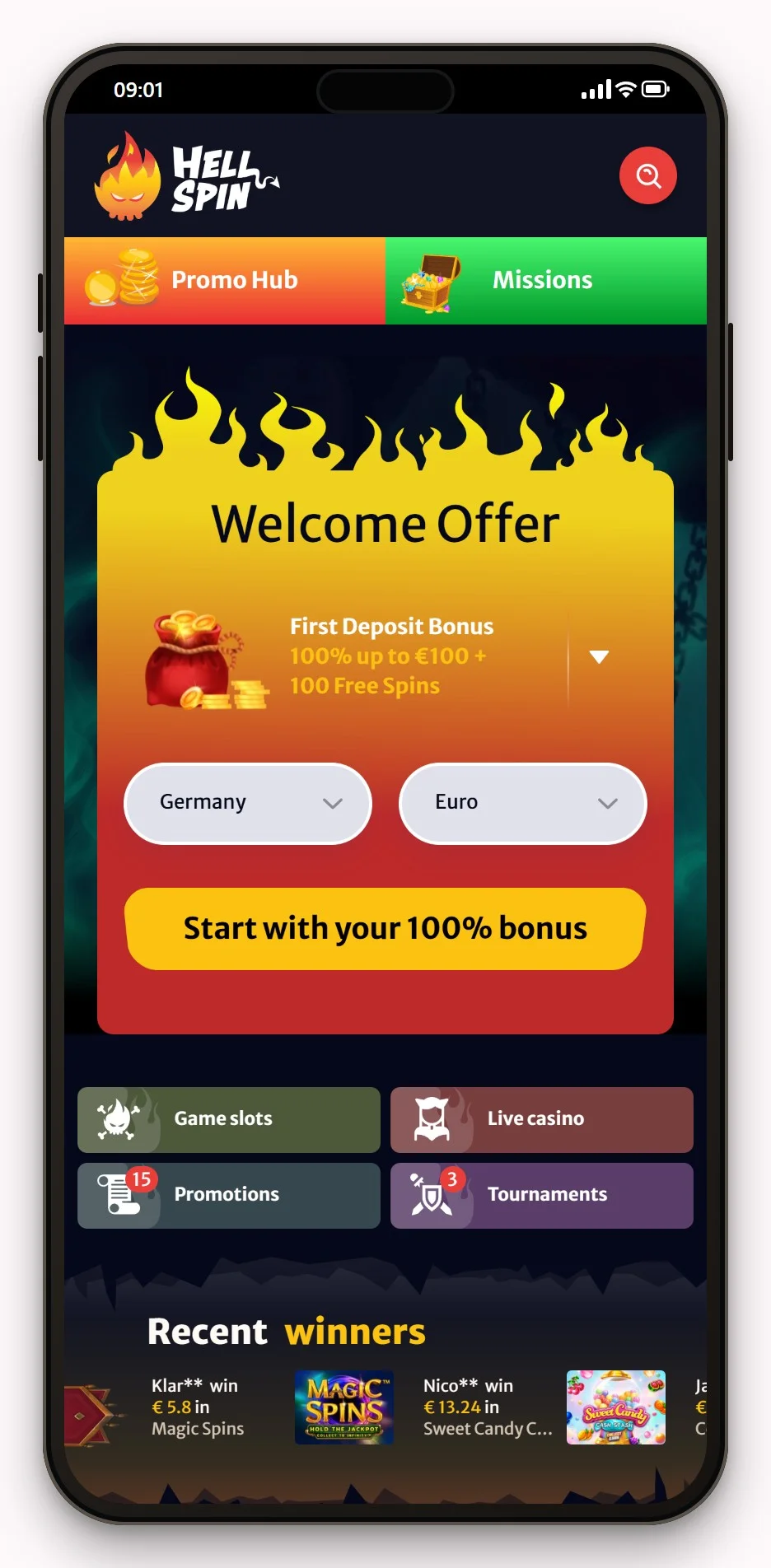 casino met neosurf: HellSpin mobiele site, de lobby