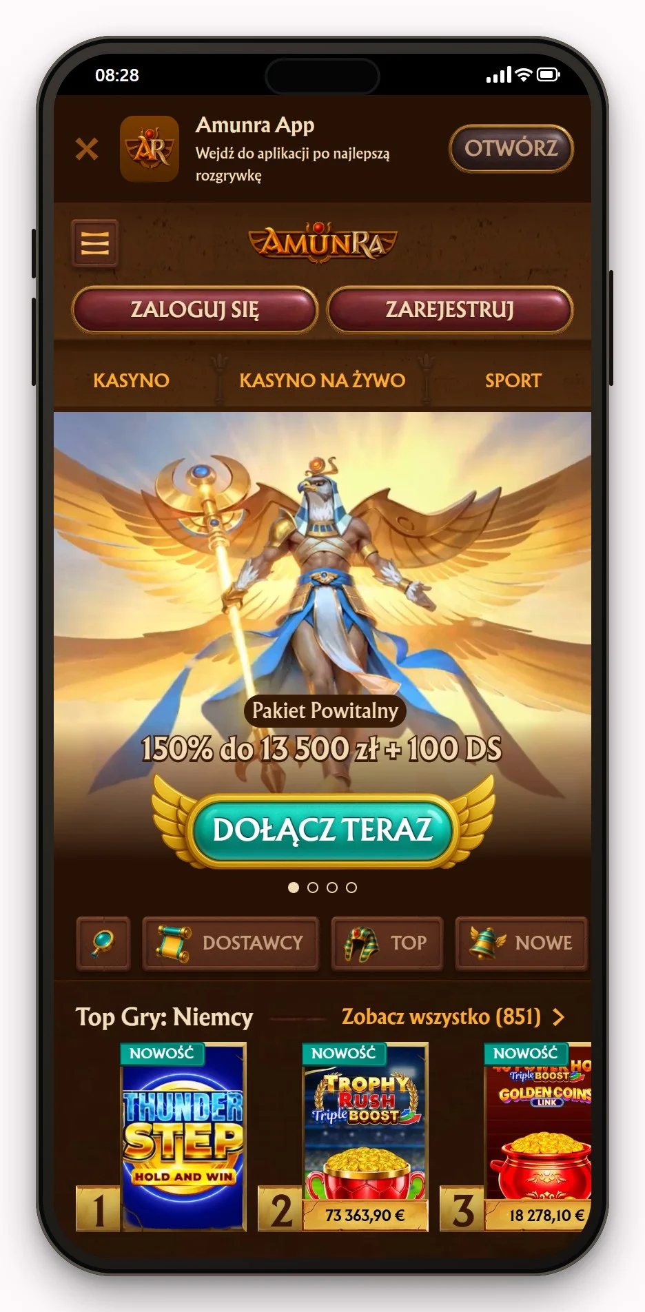kasyno neosurf: AmunRa wersja mobilna, lobby