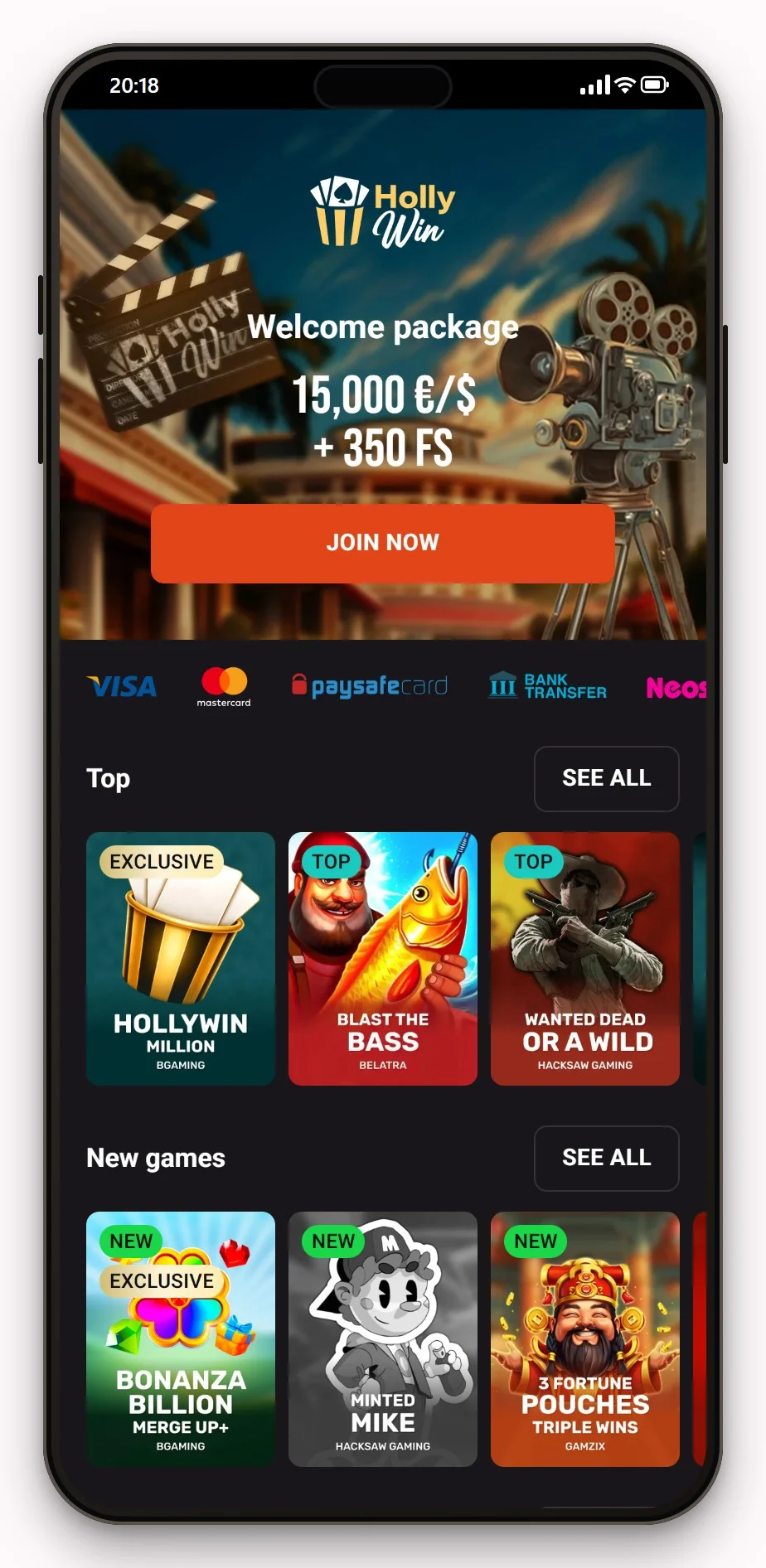 neosurf casino utan svensk licens: Hollywin i mobilen